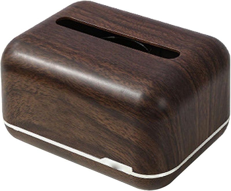 Walnut Color Tissue Box Cover Holder Spring Loaded Magnetic Design For Home Office Car - Image 1
